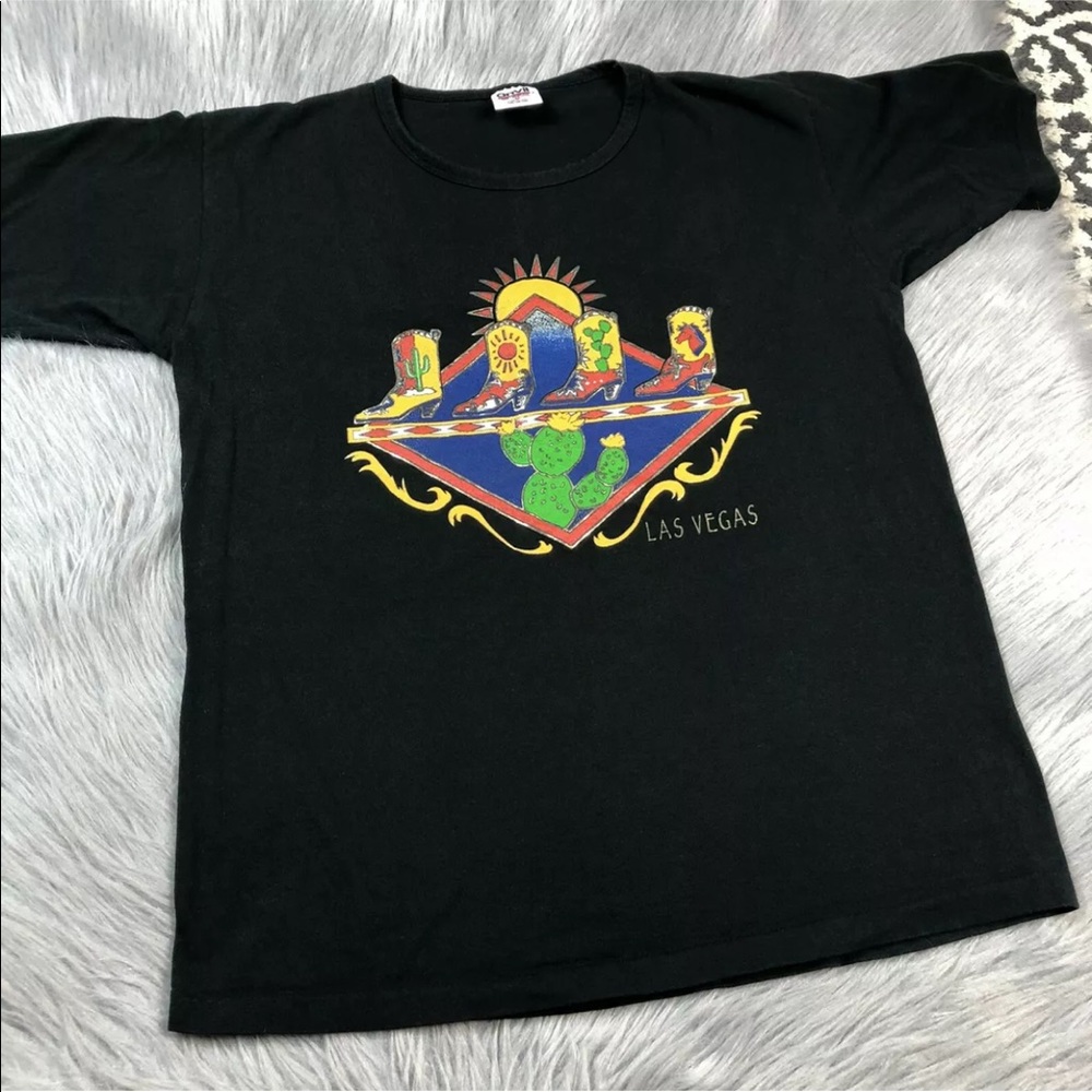 Vintage Anvil Black Las Vegas Western T Shirt